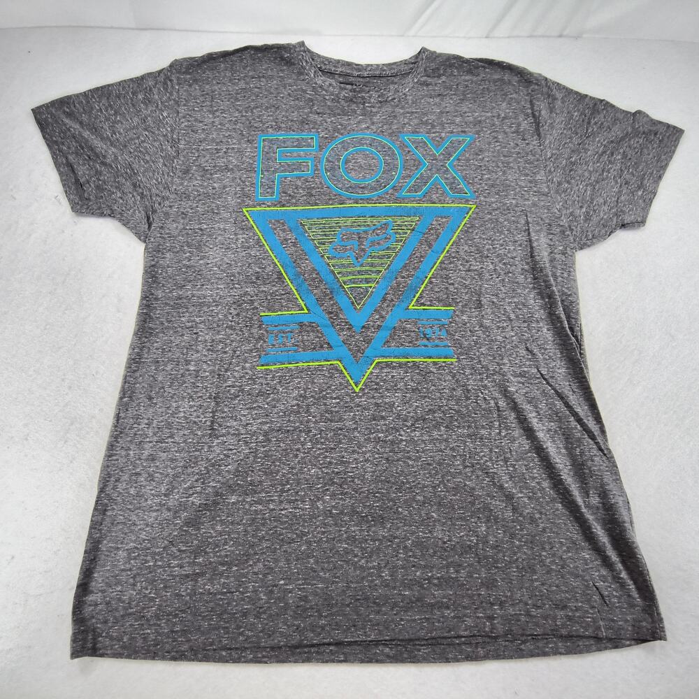 Fox Casual Crew Neck Graphic Short Sleeve T Shirt Mens Size Extra Large XL Gray - Picture 2 of 8
